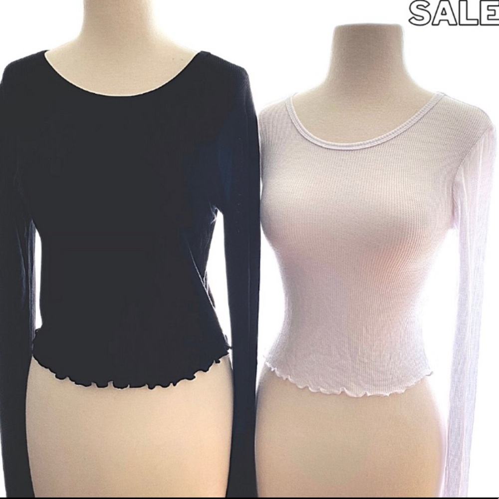 Black Ruffle Edge Long Sleeve